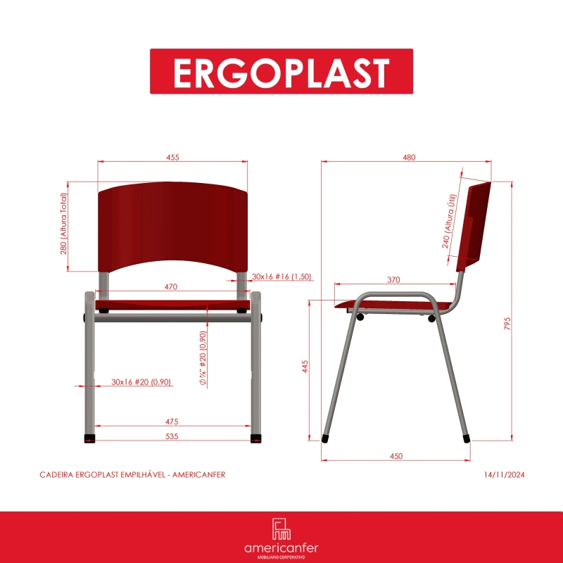 Cadeira Ergoplast Empilhável