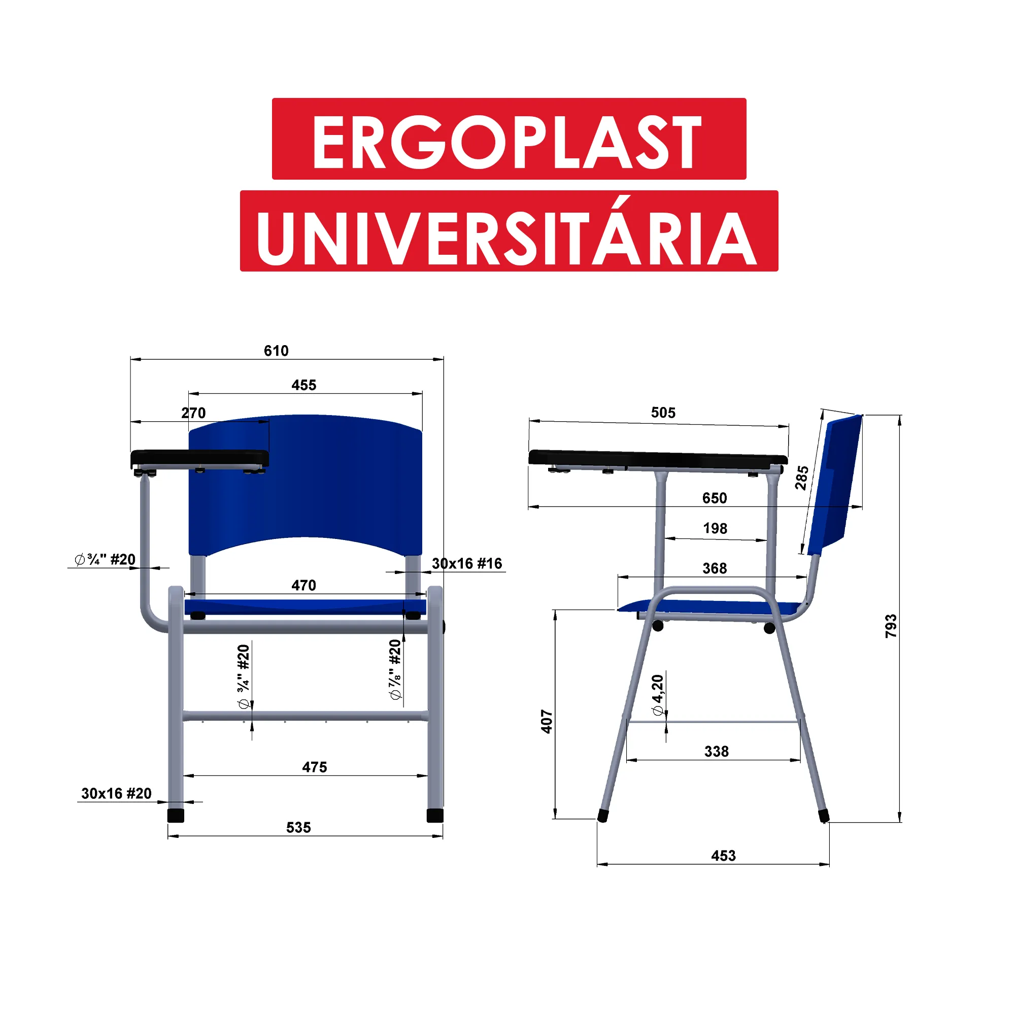 Cadeira Ergoplast Universitária Cadeiras Escolares
